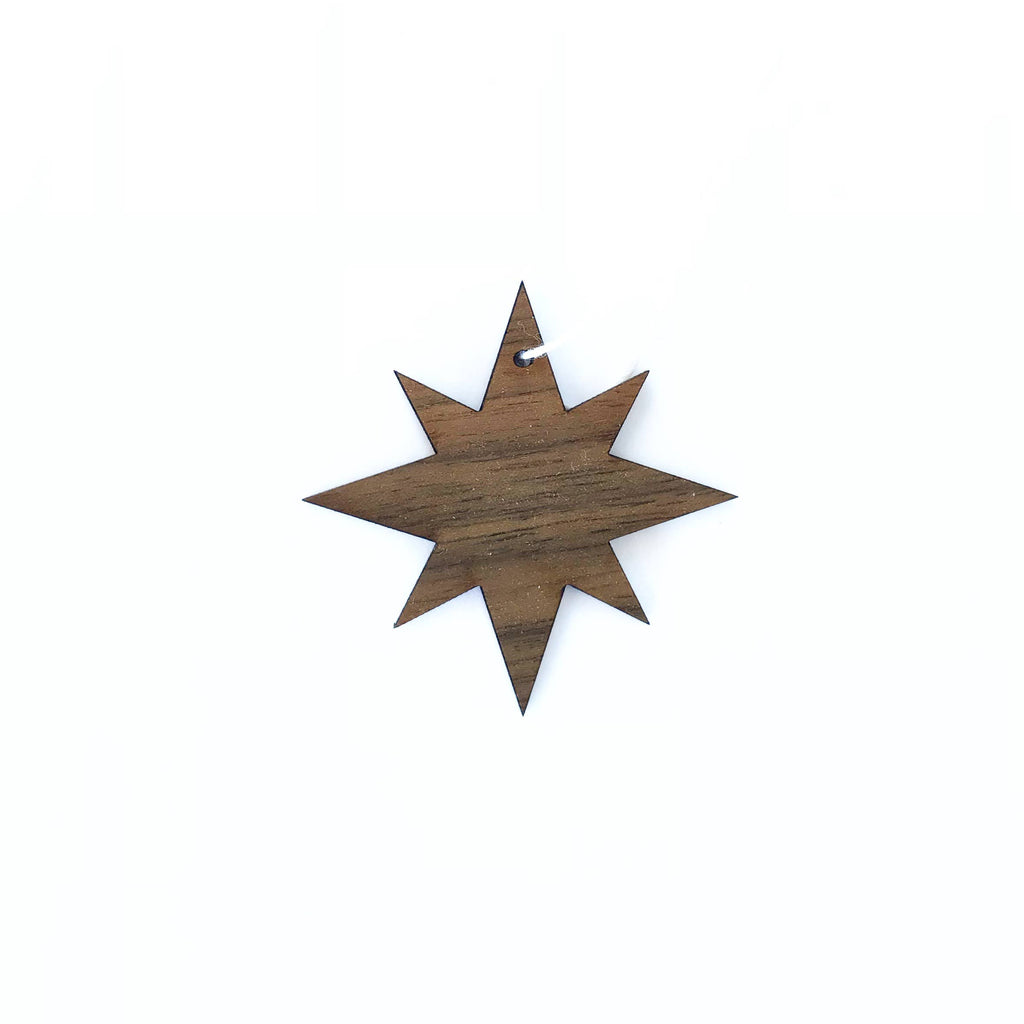Walnut Star Ornament