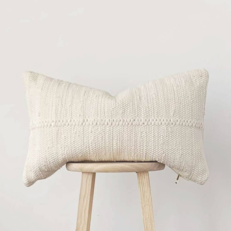 PILLOWPIA - chindi lumbar pillow in heavy cream