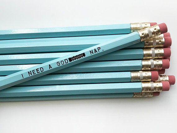 Sweet Perversion - I Need A Godd*mn Nap Blue Pencil Set.