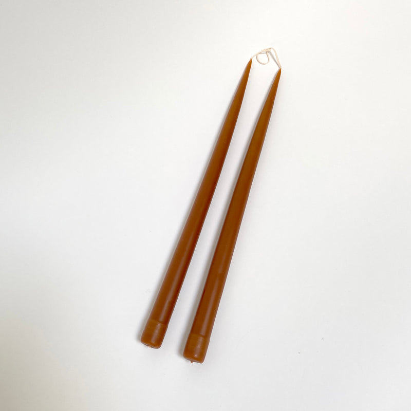 Hand-Dipped Taper Candle Pair - Rust