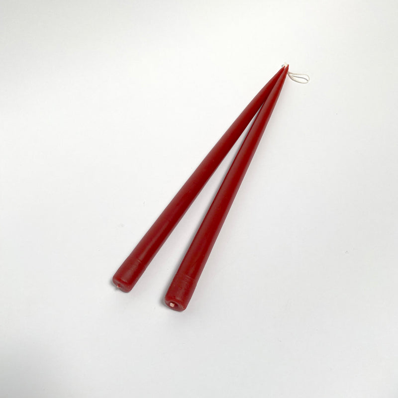 Hand-Dipped Taper Candle Pair - Wine Red