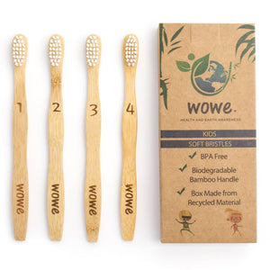 Wowe - Kids Bamboo Toothbrush - Pack of 4